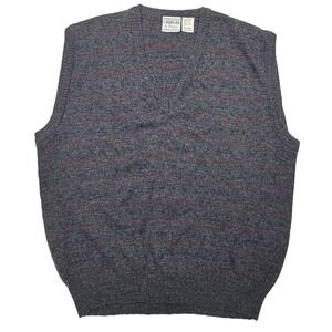Giorgio di Firenze Sweater Vest Large Gray Red Dot Wool Blend Made in Italy